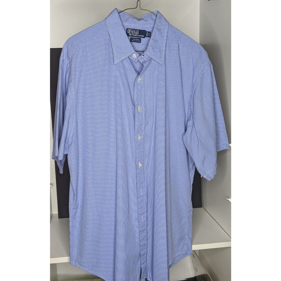 Ralph Lauren Blue Label Other - Ralph Lauren Blue Label YARMOUTH Shirt Men 17 32/33 Blue Stripe Logo Button